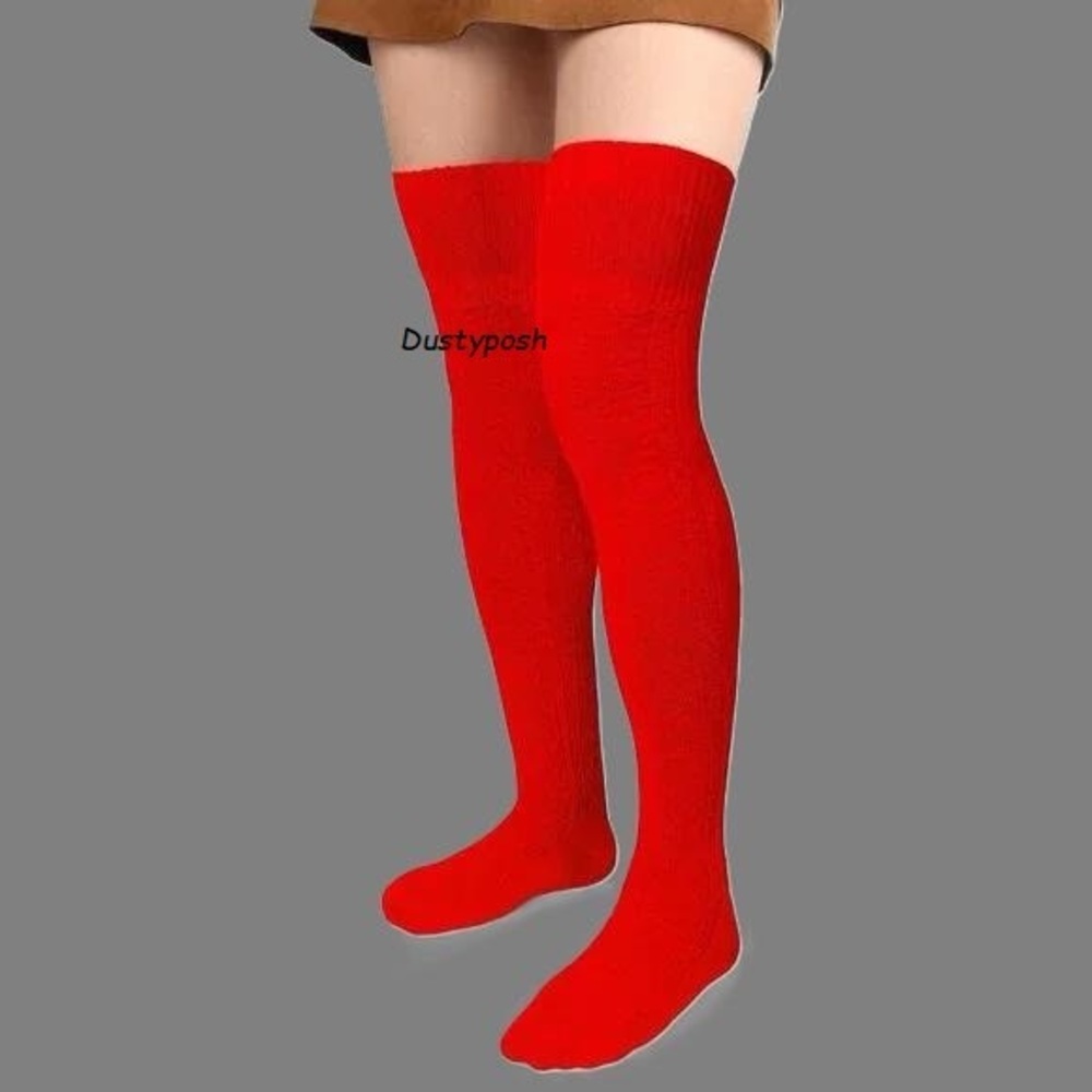 Women Thigh High Socks Cozy Leg Warmer Long Boot Over The Knee Tall Thick Cotton
